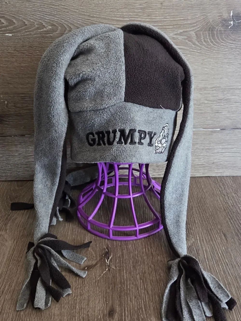 Disney Grumpy Snow White Fleece Beanie Jester Hat - Gray & Black